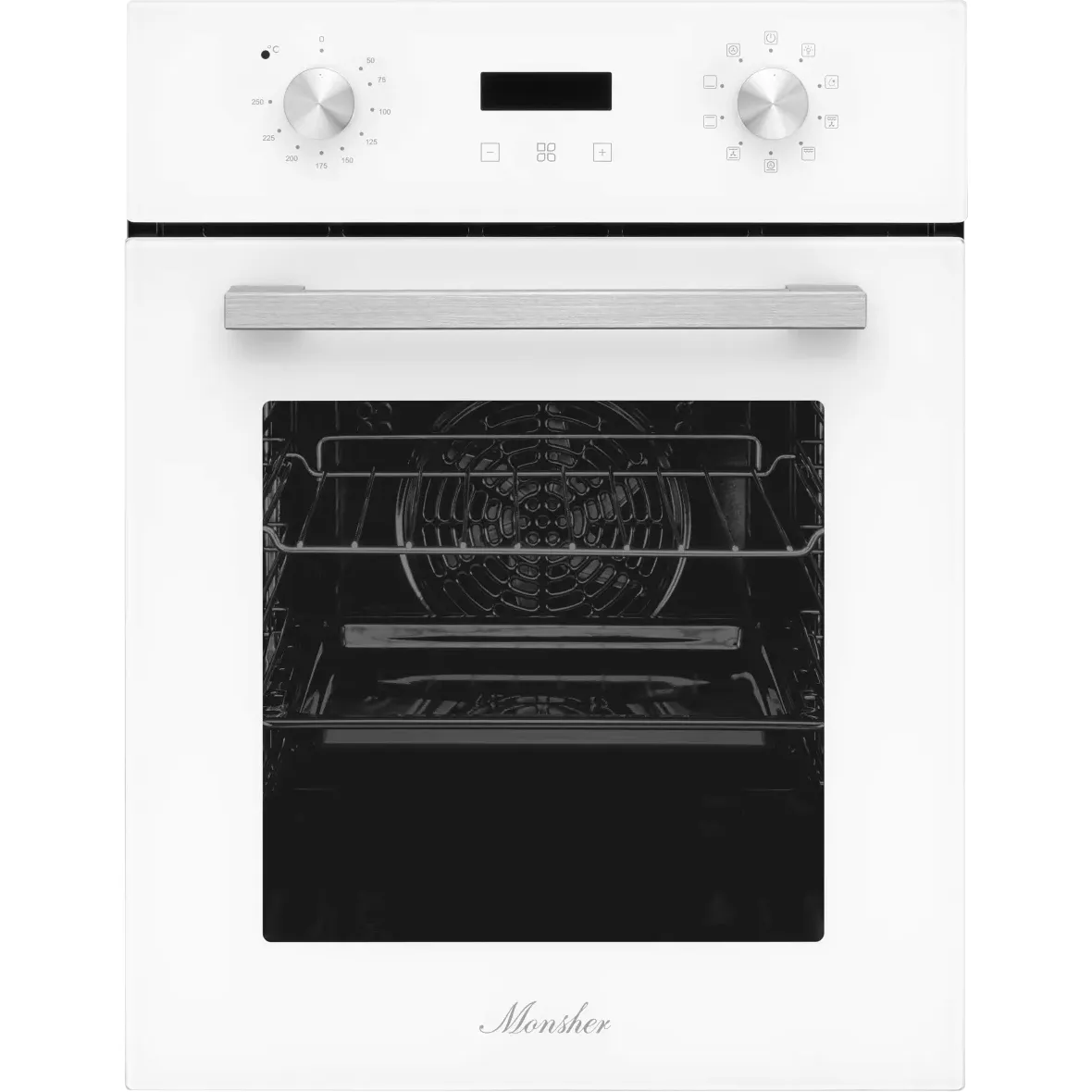 Электрический духовой шкаф Monsher/ ширина 45 см, High-Tech, 50 л, гидролизная очистка, 9 режимов, белый фото 2