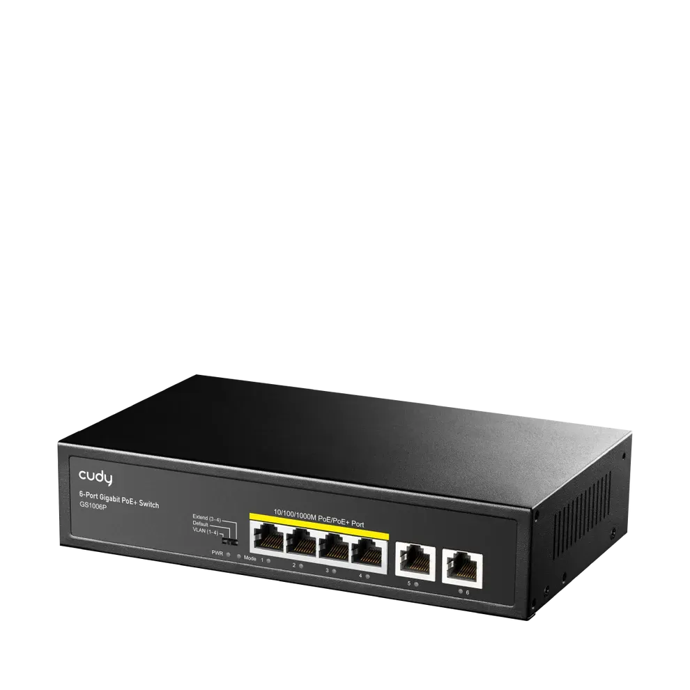 Коммутатор/ 6-Port 10/100/1000M PoE+ Switch, 4-Port 10/100/1000 BASE-T Gigabit PoE+ ports, 2-Port 10/100/1000 BASE-T Gigabit Uplink ports,  802.3at/af, VLAN mode support for port #1 ~ #4, Extend mode support for port #3 ~ #4, Fanless, ±4KV Surge Protection,Watchdog, 65W internal фото 2