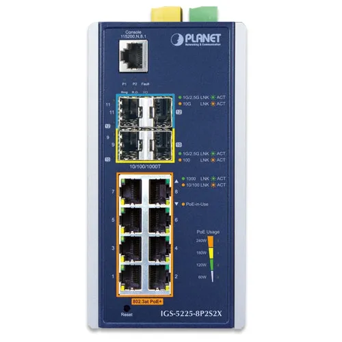 коммутатор/ PLANET IP30 Industrial L2+/L4 8-Port 1000T 802.3at PoE+ 2-port 100/1000X SFP + 2-port 10G SFP+ Full Managed Switch (-40 to 75 C, dual redundant power input on 48~56VDC terminal block, DIDO) фото 2