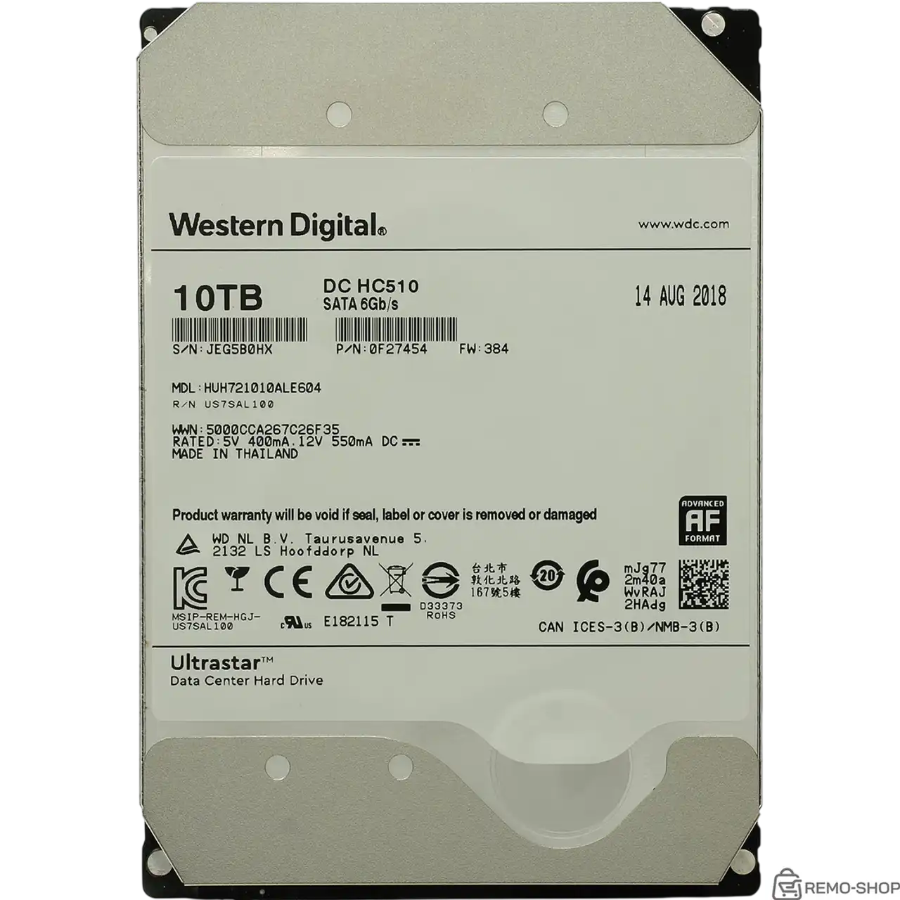 Western Digital Ultrastar DC HDD Server HE10 (3.5’’, 10TB, 256MB, 7200 RPM, SATA 6Gb/s, 512E SE) SKU: 0F27454/0F27606 Western Digital Ultrastar DC HDD Server HE10 (3.5’’, 10TB, 256MB, 7200 RPM, SATA 6Gb/s, 512E SE) SKU: 0F27454/0F27606