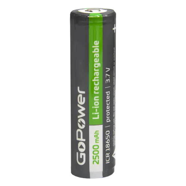 Аккумулятор Li-ion GoPower 18650 3.7V 2500mAh с защитой фото 2