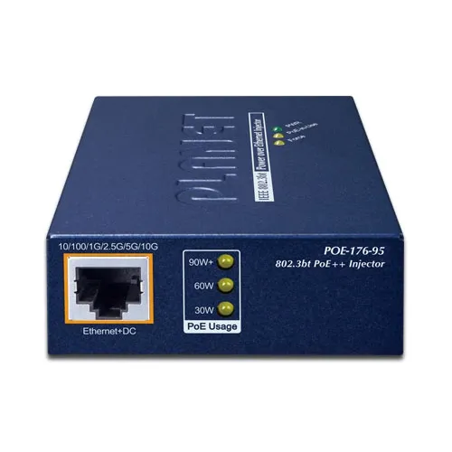Инжектор/ PLANET POE-176-95 Single-Port 10Gbps 802.3bt PoE++ Injector (95 Watts, 802.3bt Type-4, PoH, force mode support, PoE Usage LED, 10/100/1G/2.5G/5G/10Gbps Data rate) -w/external 54V 130W AC power adapter included фото 3 Инжектор/ PLANET POE-176-95 Single-Port 10Gbps 802.3bt PoE++ Injector (95 Watts, 802.3bt Type-4, PoH, force mode support, PoE Usage LED, 10/100/1G/2.5G/5G/10Gbps Data rate) -w/external 54V 130W AC power adapter included фото 3