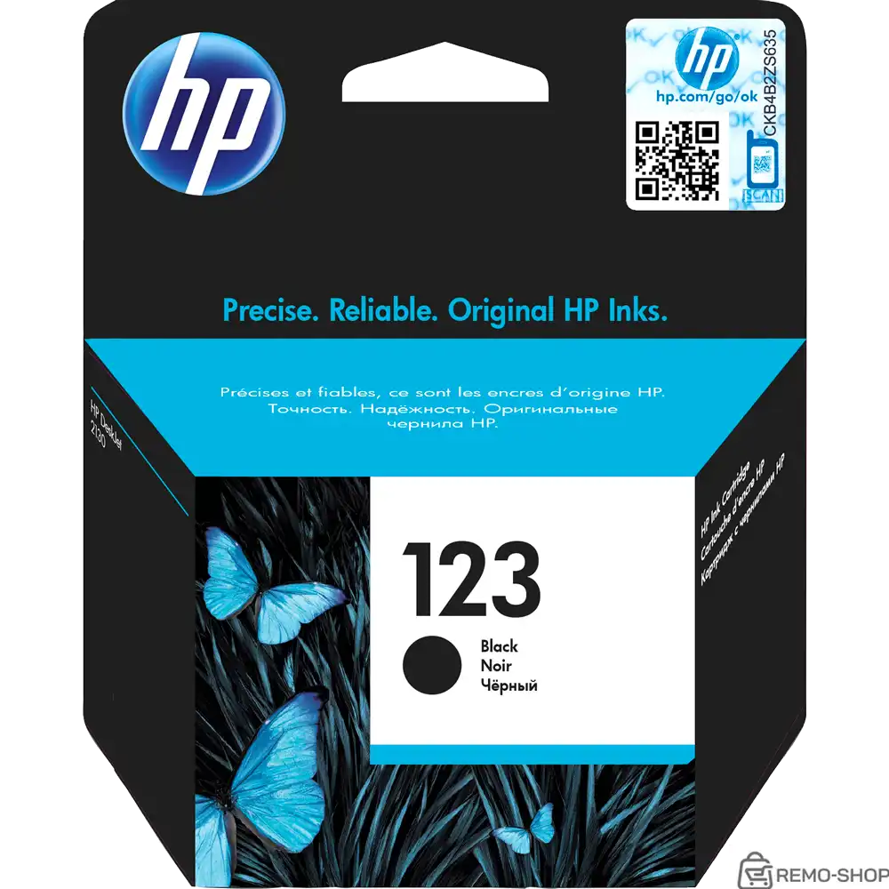 Картридж струйный HP №123 черный для принтера DeskJet 2130