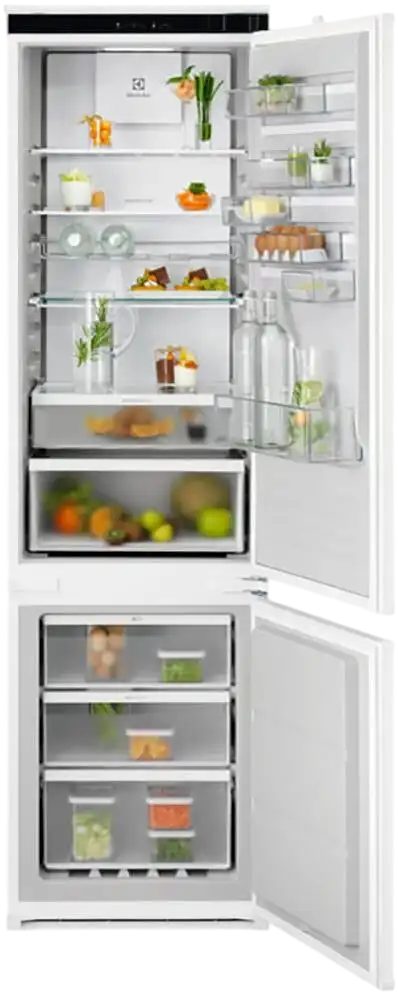 Встраиваемые холодильники ELECTROLUX/ Холодильник комбинированный, встраиваемыйTwinTech 600, скользящие направляющие, No Frost (морозильная камера), сенсорное управление, полезный объём: 269 л (207 + 62 л), зона свежести, перенавешиваемые двери,полка для вина,54x54.9x188.4 см, белый Встраиваемые холодильники ELECTROLUX/ Холодильник комбинированный, встраиваемыйTwinTech 600, скользящие направляющие, No Frost (морозильная камера), сенсорное управление, полезный объём: 269 л (207 + 62 л), зона свежести, перенавешиваемые двери,полка для вина,54x54.9x188.4 см, белый