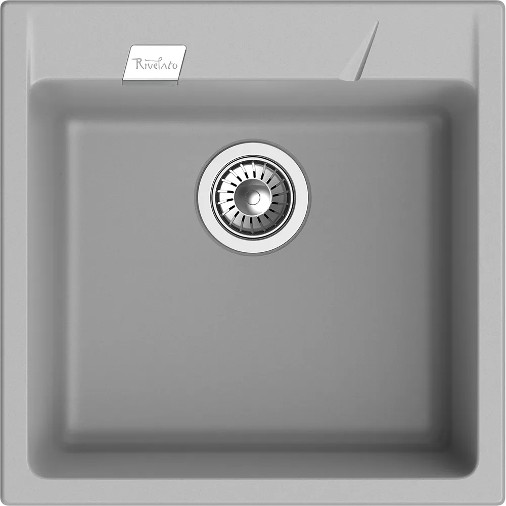 RIVELATO Мойка RAUM 50  1-чаша 500*510мм, монтаж: врезной, материал: кварц, цвет: серый металлик