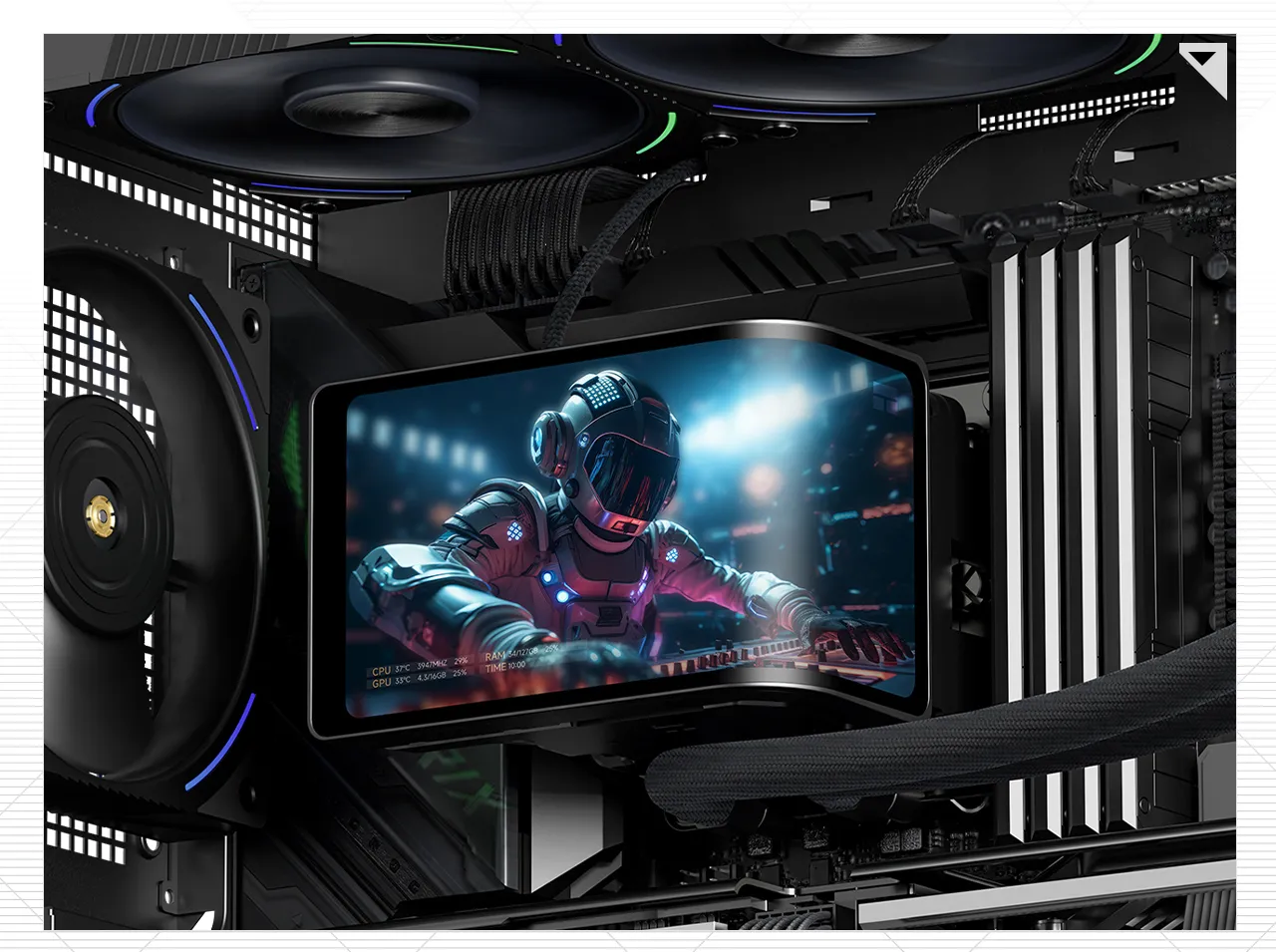 Водяное охлаждение для процессора/ Water Cooling System Thermalright Wonder Vision 360 Turbo (360mm, LED, Black, ARGB/ Fans: 3x120mm, 120.38CFM, 44.7dBA, 3000RPM/ Pump height 107mm, 6400RPM, Rad thickness 27mm/ S: 1700, 1200, 1851, 115X, 2011, 2066, AM5, AM4) фото 3