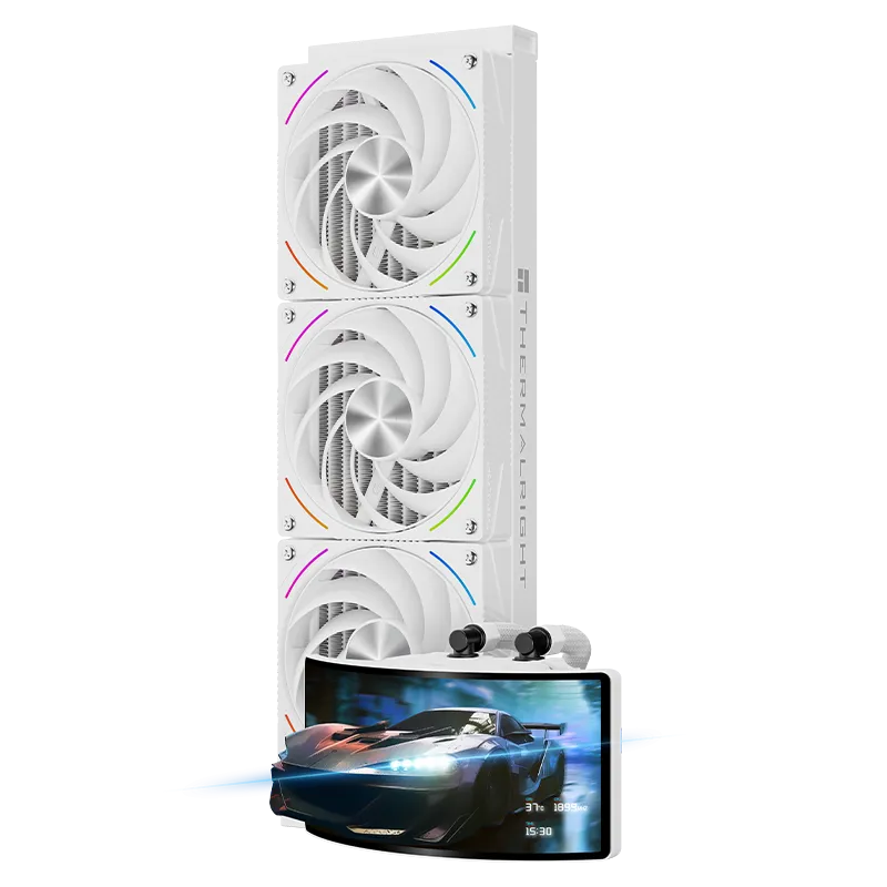 Водяное охлаждение для процессора/ Water Cooling System Thermalright Rainbow Vision 360 Turbo (360mm, LED, White, ARGB/ Fans: 3x120mm, 120.38CFM, 44.7dBA, 3000RPM/ Pump height 86mm, 6400RPM, Rad thickness 27mm/ S: 1700, 1200, 1851, 115X, 2011, 2066, AM5, AM4)