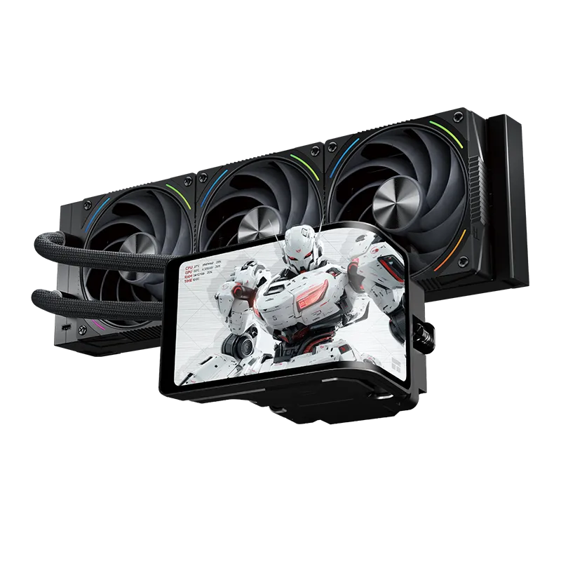 Водяное охлаждение для процессора/ Water Cooling System Thermalright Wonder Vision 360 Turbo (360mm, LED, Black, ARGB/ Fans: 3x120mm, 120.38CFM, 44.7dBA, 3000RPM/ Pump height 107mm, 6400RPM, Rad thickness 27mm/ S: 1700, 1200, 1851, 115X, 2011, 2066, AM5, AM4)