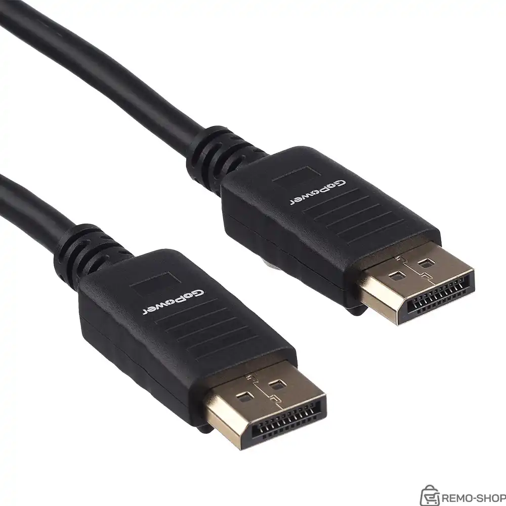 Кабель/ Кабель GoPower DisplayPort (m)-DisplayPort (m) 1.8м ПВХ ver.1.4 черный Premium Zip-Lock c подвесом
