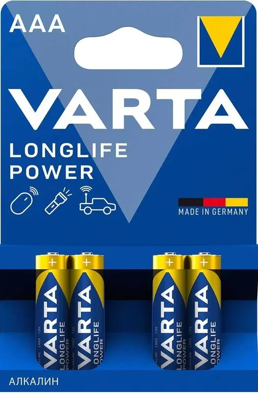 Батарейка AAA/ Батарейка Varta LONGLIFE POWER (HIGH ENERGY) LR03 AAA BL4 Alkaline 1.5V (4903) (4/40/200) (4 шт.)