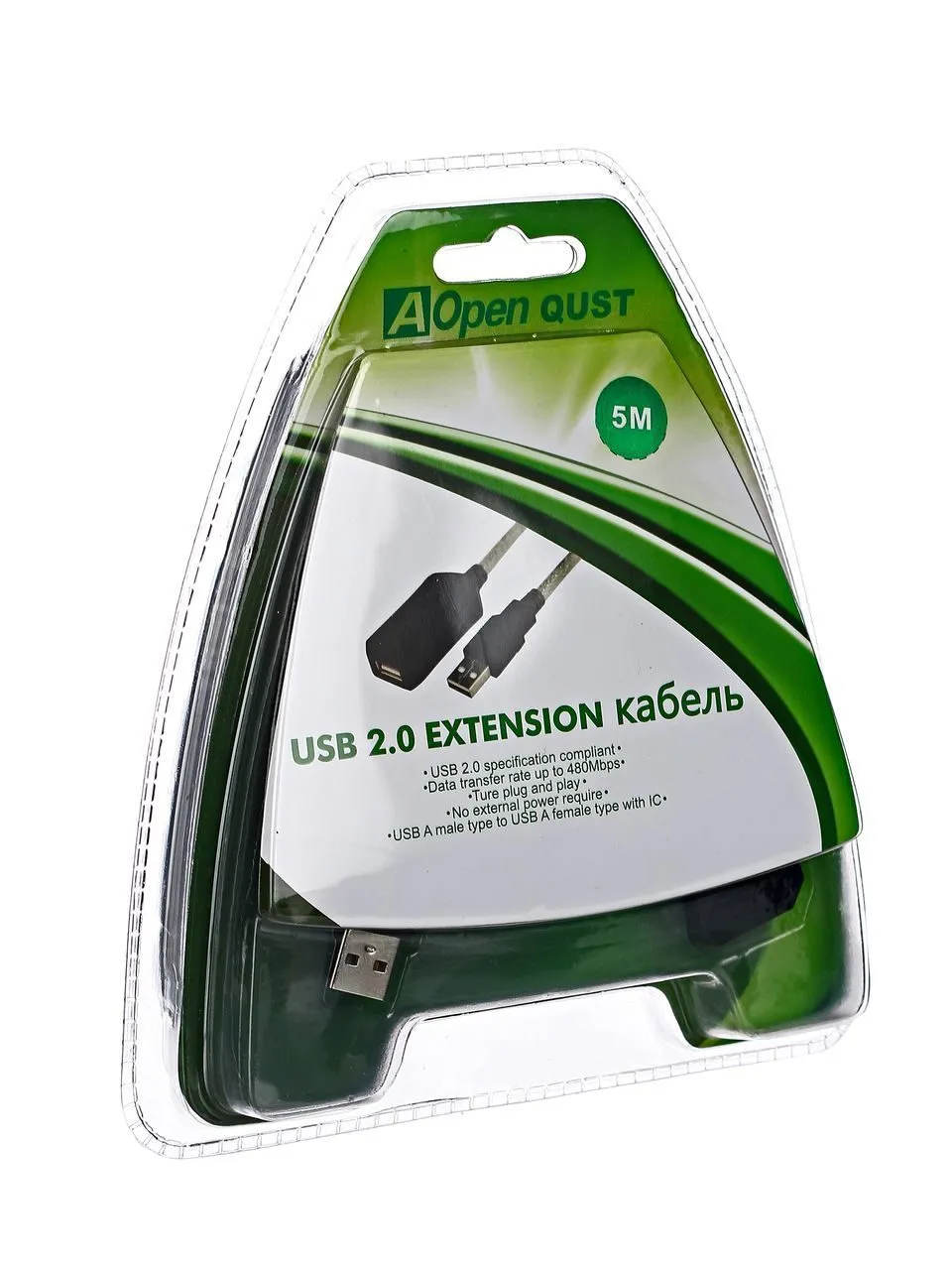 Aopen/Qust Кабель-адаптер USB2.0-repeater, удлинительный активный <Am-->Af> 5м (ACU823-5M) [6938510851314] фото 3