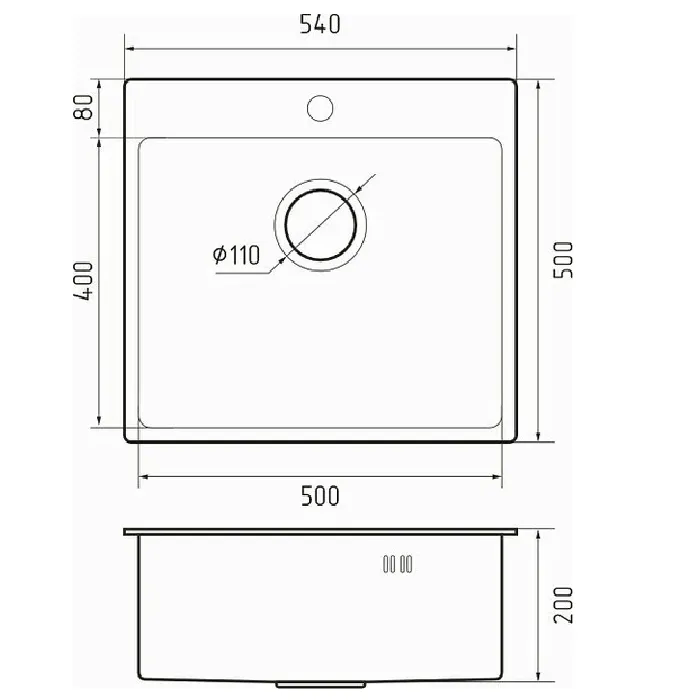 Rivelato Rinox 5450 PVD black Мойка нерж.сталь 1 чаша 540*500*200 мм, монтаж: врезной, материал: нержавеющая сталь, цвет: черный фото 2