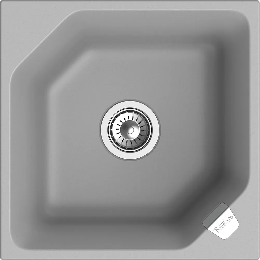 RIVELATO Мойка LOCUS 50  1-чаш 500*500, монтаж: врезной, материал: кварц, цвет: серый металлик