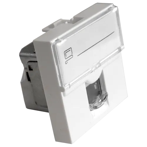 Вставка Mosaic 45x45 RJ-45 UTP кат.5e со шторкой и увеличенным окном маркировки, белая фото 2