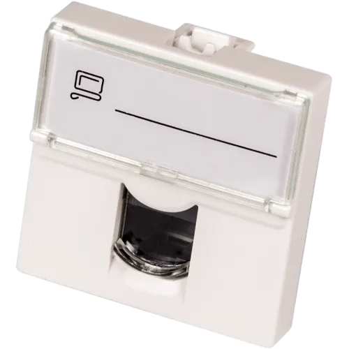 Вставка Mosaic 45x45 RJ-45 UTP кат.5e со шторкой и увеличенным окном маркировки, белая