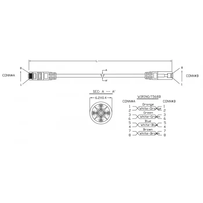 Кабель соединительный U/UTP категории 6, RJ45-RJ45, 1 м