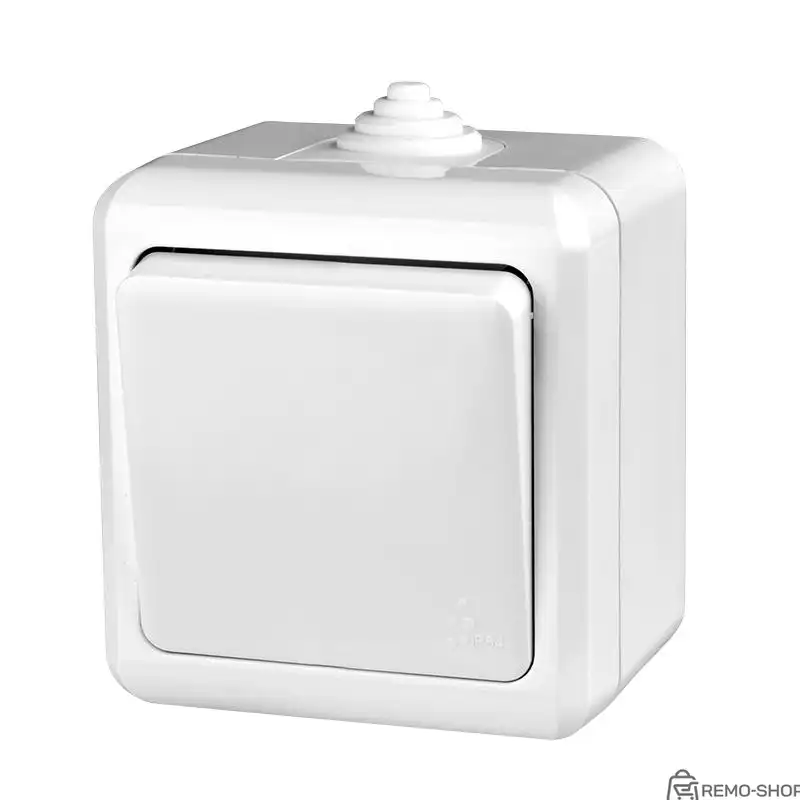 Выключатель одноклавишный открытой установки Dita IP54 белый фото 2