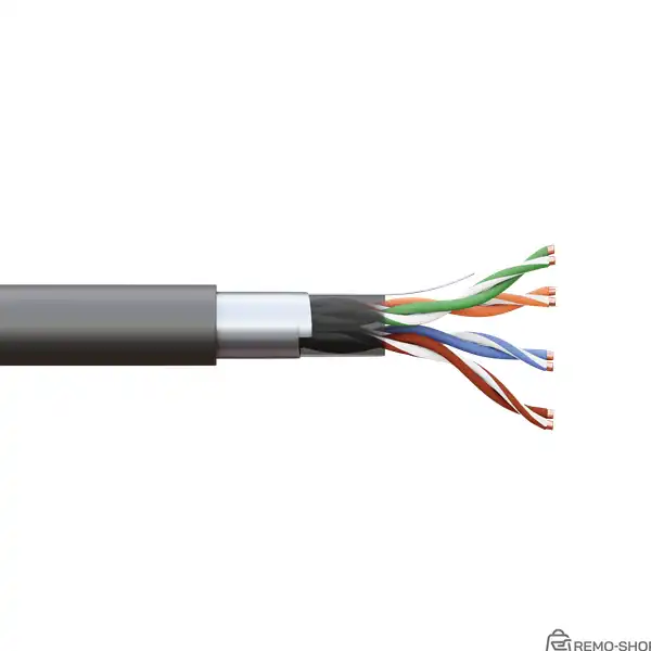 Кабель витая пара F/UTP категории 5E, 4 пары, внешний, черный фото 3