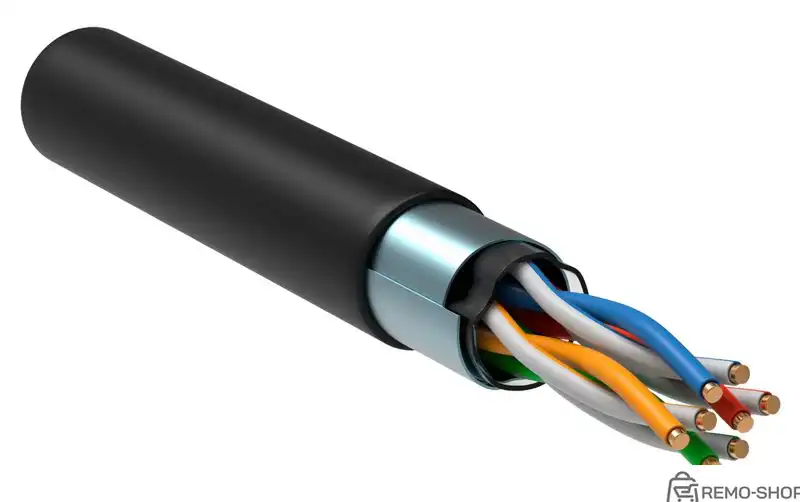 Кабель витая пара F/UTP категории 5E для наружной прокладки, 4 пары, черный фото 2