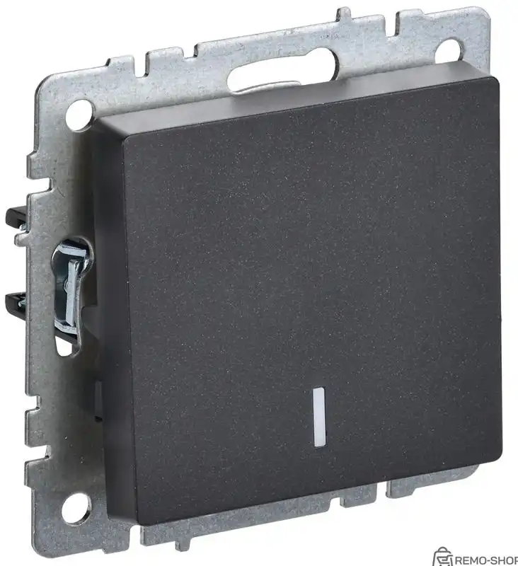 Выключатель одноклавишный скрытой установки с индикацией, черный, 10А, 230В