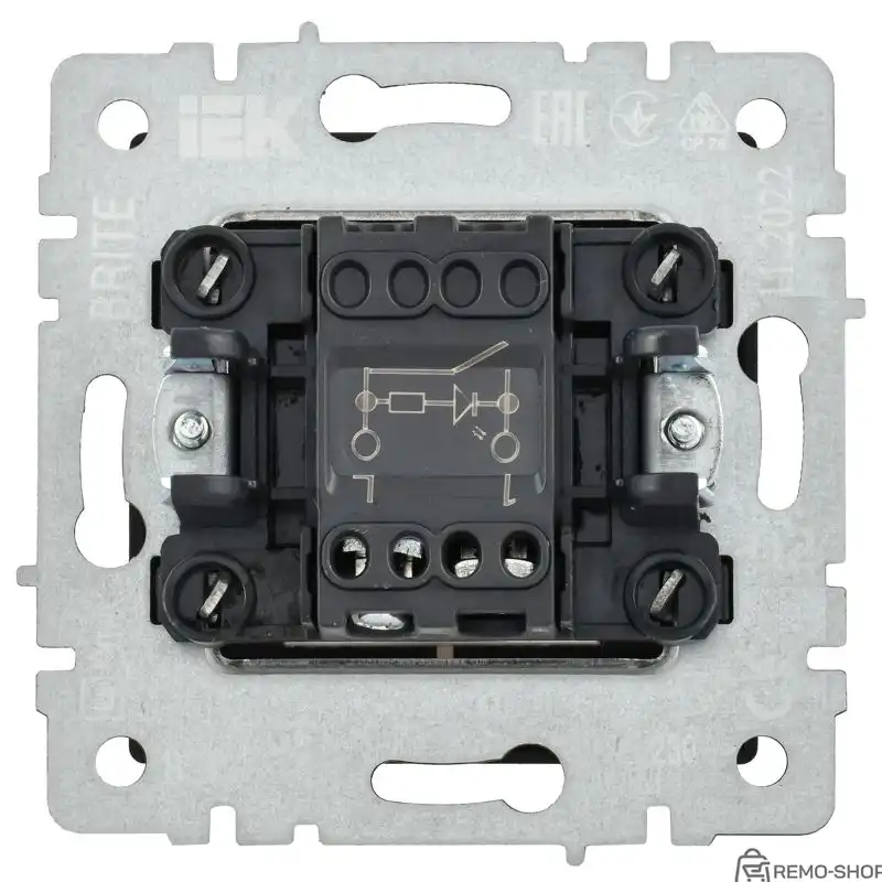 Выключатель одноклавишный скрытой установки с индикацией, черный, 10А, 230В фото 3