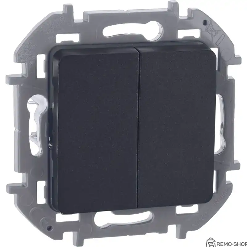 Выключатель двухклавишный скрытого монтажа Inspiria, антрацит