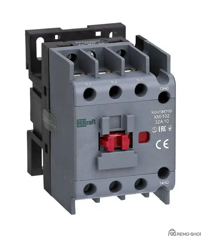 Контактор DEKraft КМ-102 32А 230В AC с блок-контактами 1НО+1НЗ