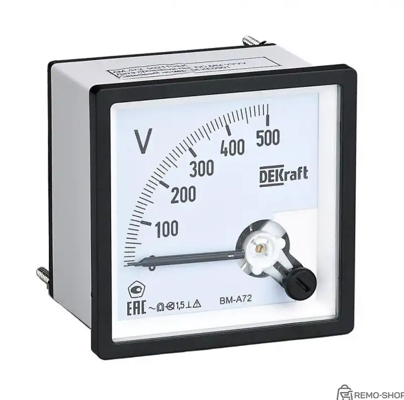 Аналоговый вольтметр DEKraft 50243DEK, 0-500 В AC, класс 1.5, 72х72 мм